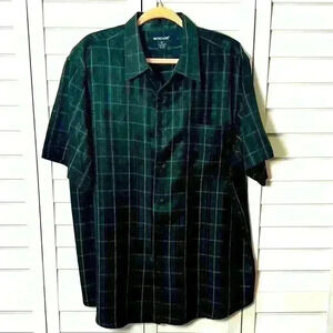 Montage Plaid Short Sleeve Button Down Shirt Men’s Size XL Black & White